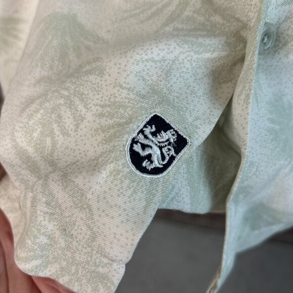 Nat Nast Men's Green Silk Cotton Blend Hawaiian Palm Fronds Short Sleeve Shirt - Picture 4 of 9